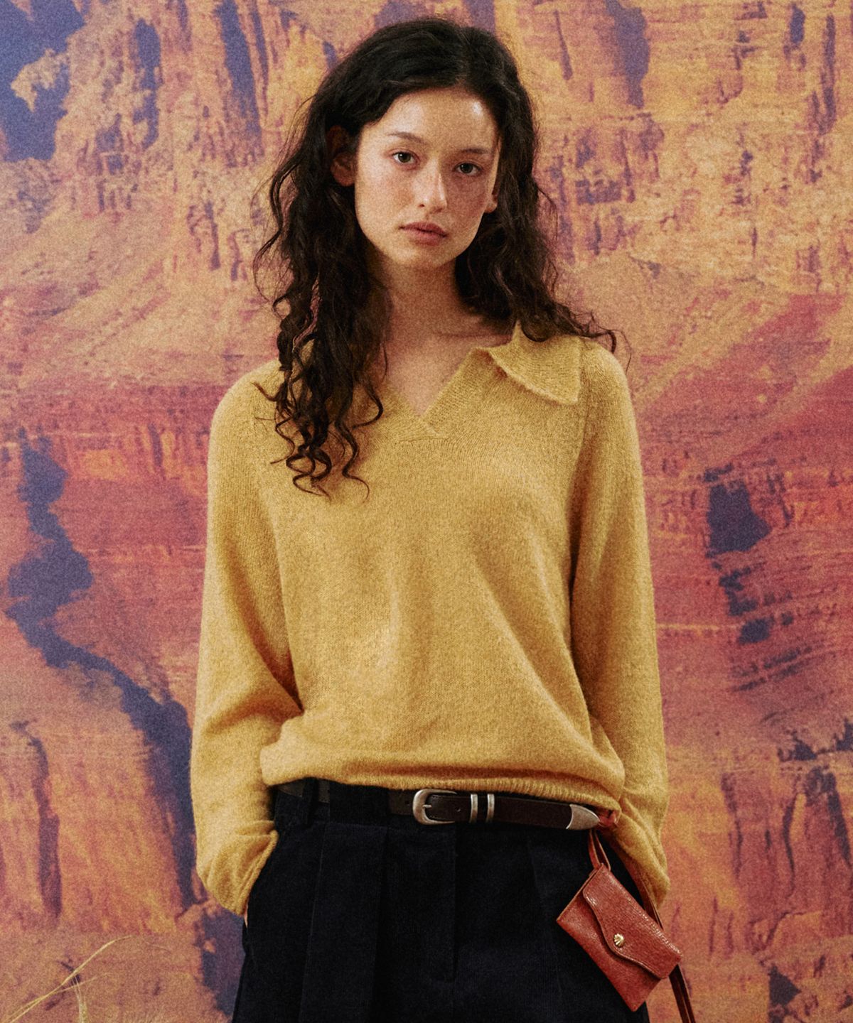 망고매니플리즈(MANGO MANY PLEASE) PACA COLLAR KNIT_VINTAGE YELLOW