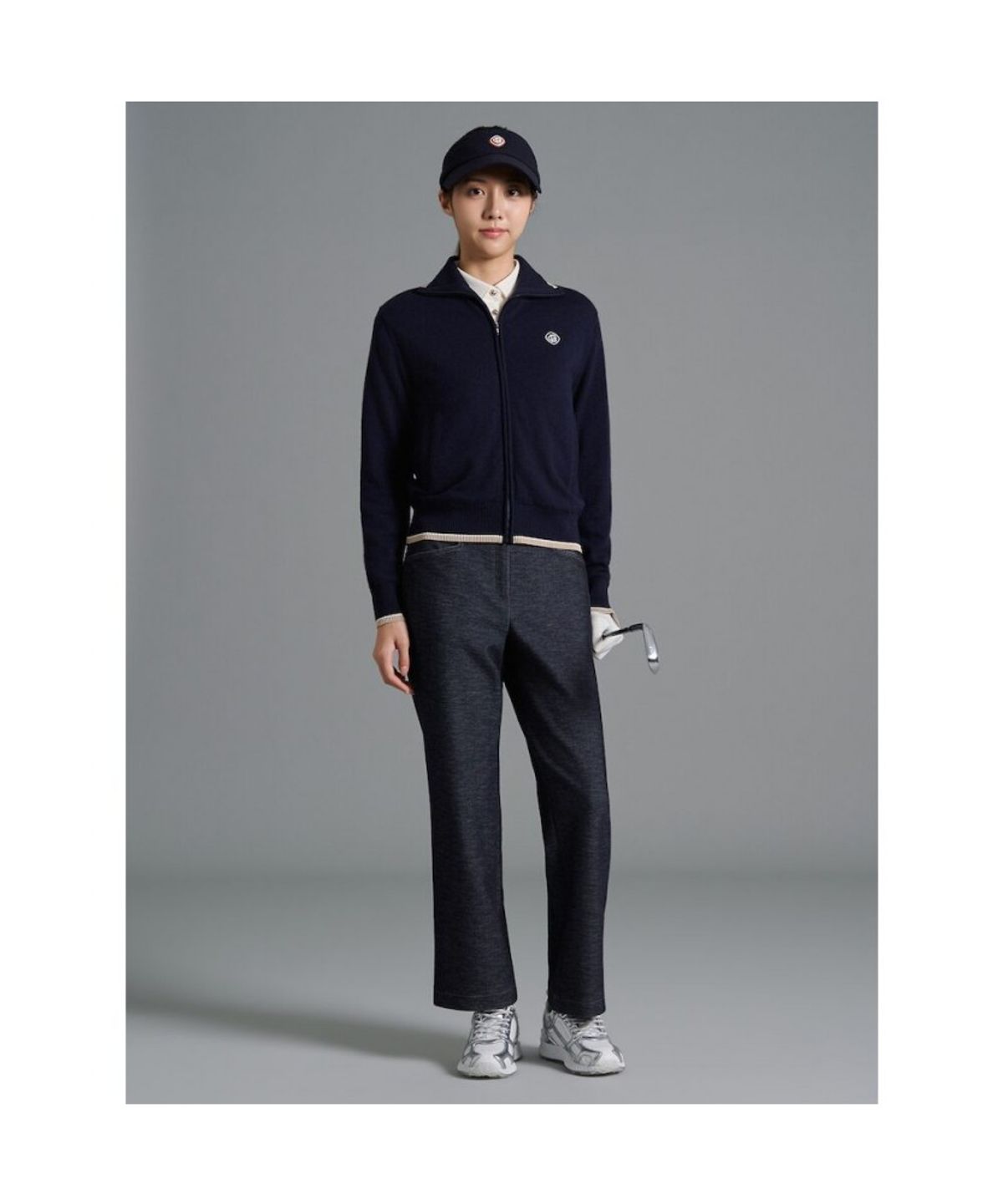 빈폴골프(BEANPOLE GOLF) 여성 기모 데님라이크 세미와이드 팬츠 - 네이비