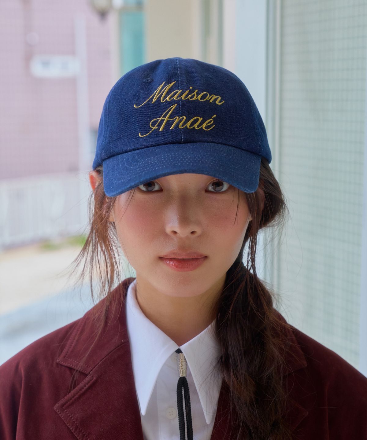 아나에(ANAE) SCRIPT DENIM CAP DARKBLUE