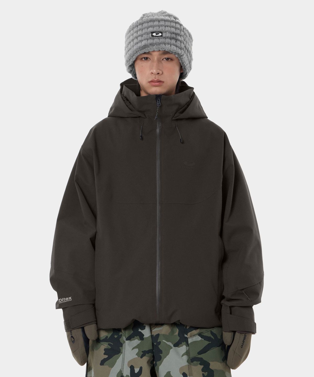 디미토(DIMITO) STRIPE BIG BEANIE WARM GREY