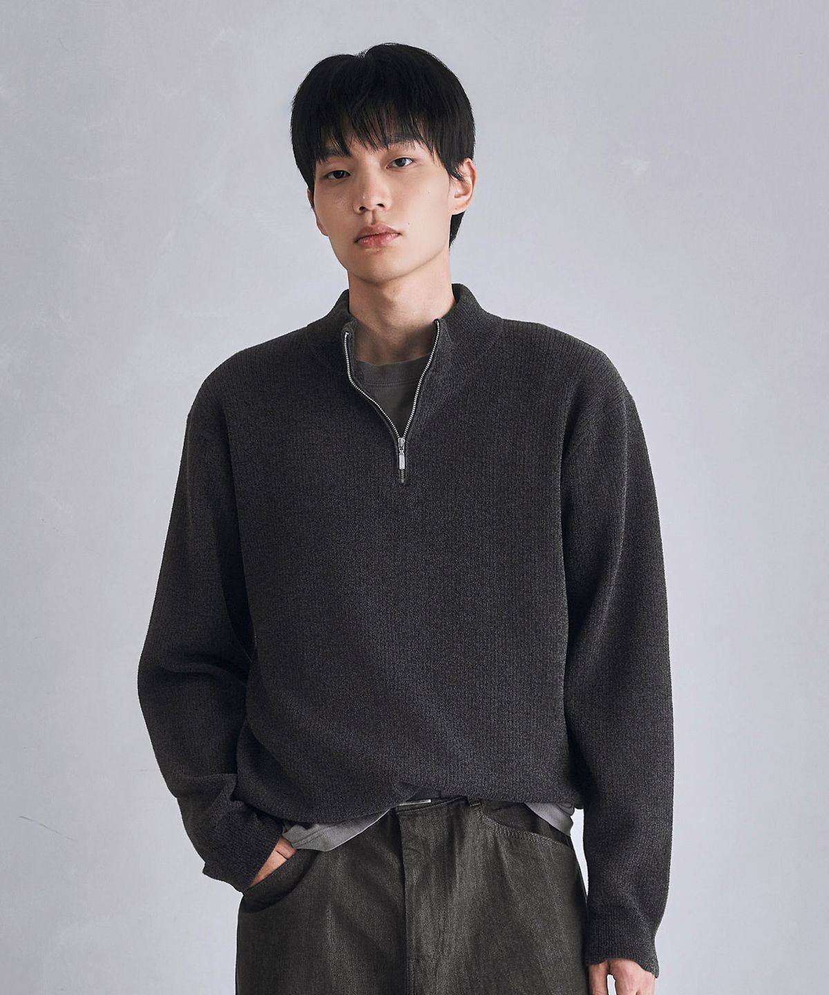 더니트컴퍼니(THEKNITCOMPANY) [스토커즈 콜라보] 코지 플리스 쿼터 집업 니트 4color