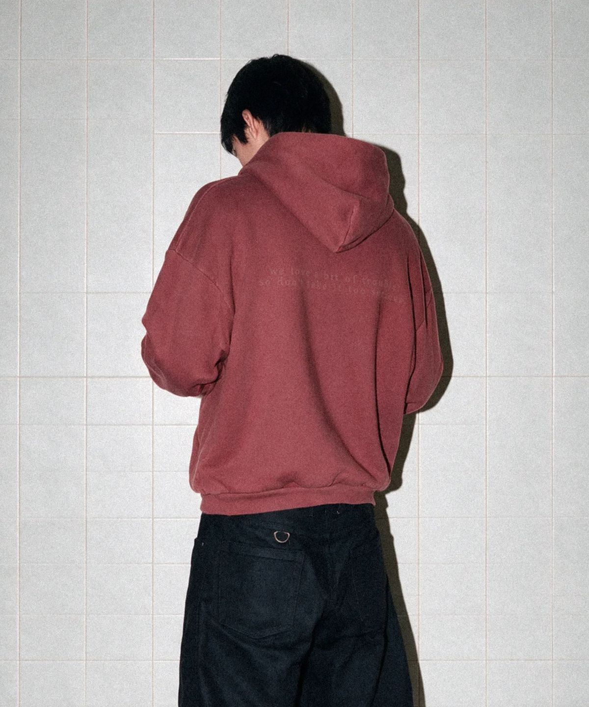 워즈(WAS) 메세지 후드 집업 (마르살라)