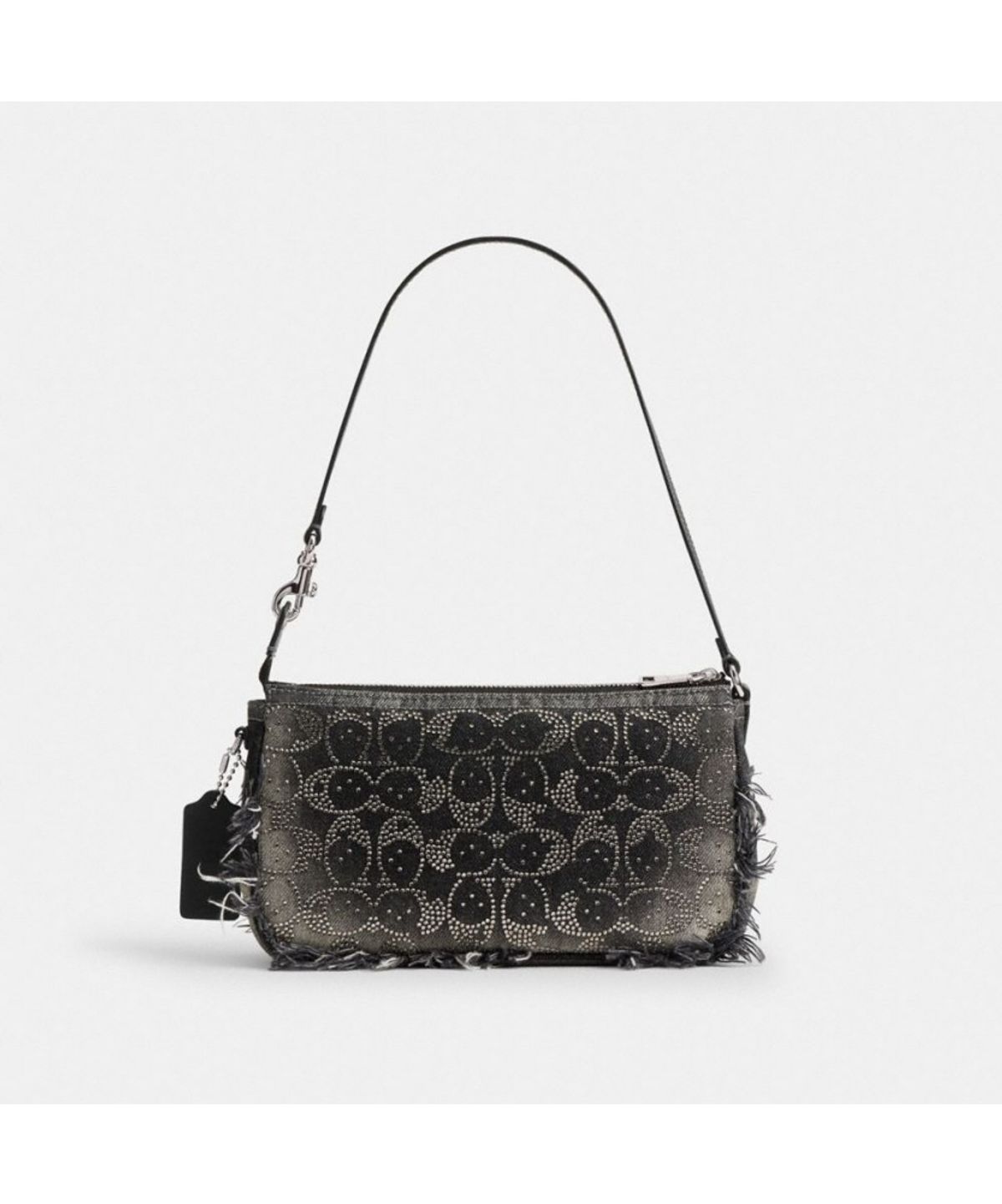 코치(COACH) 플라자 백 인 리제너러티브 코튼 데님 위드 러브드 크리스탈 시그니처 CFT37 LHBLK