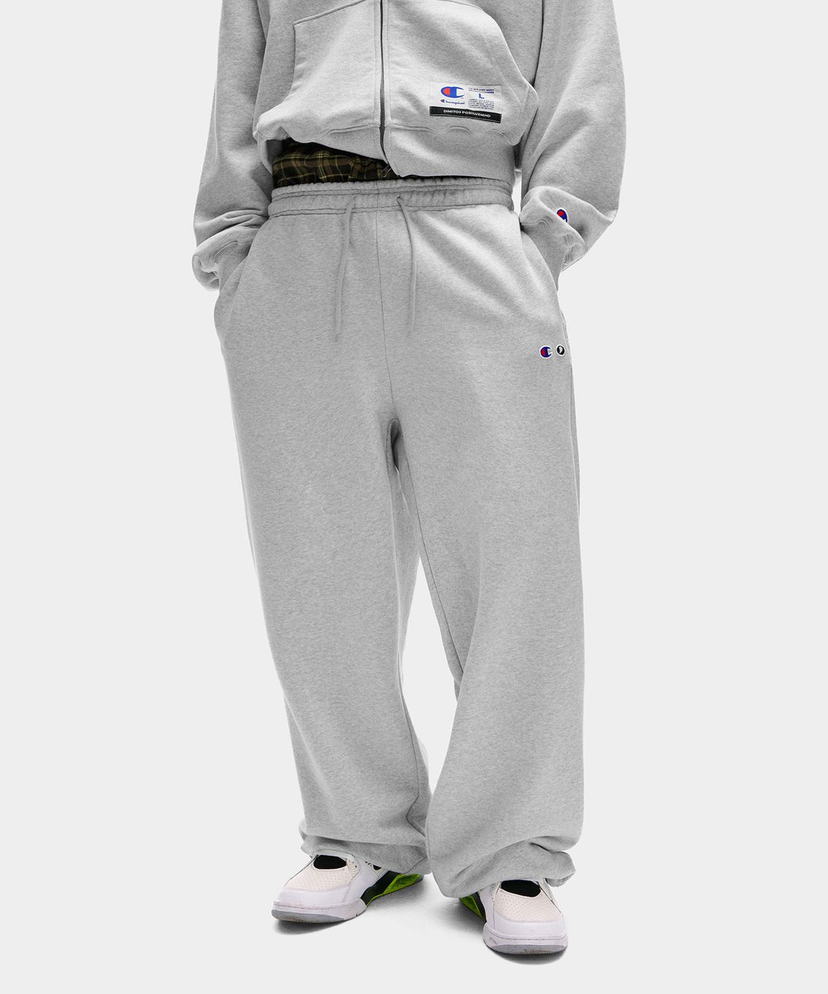 디미토(DIMITO) [CHAMPION x DIMITO] CHECK WAIST COLLEGE SWEATPANTS OXFORD GREY
