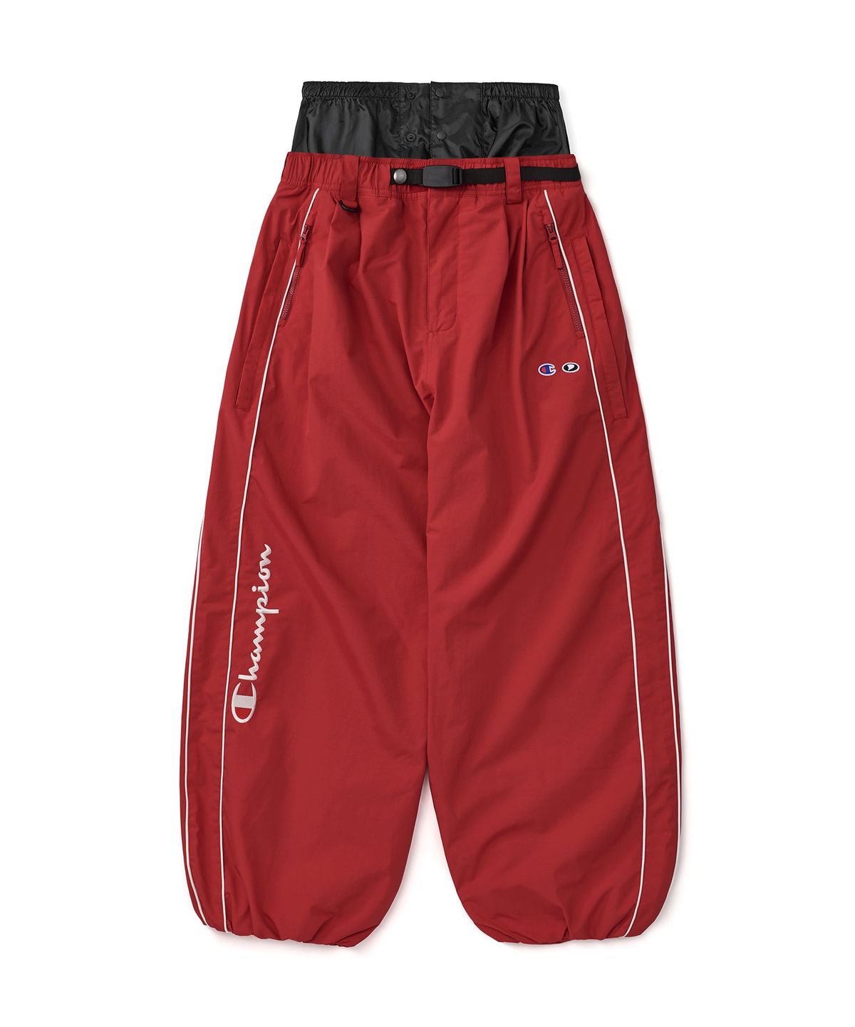 디미토(DIMITO) [CHAMPION x DIMITO] SCRIPT TRACK BANDED PANTS (WIDE FIT LV.2) STANFORD RED