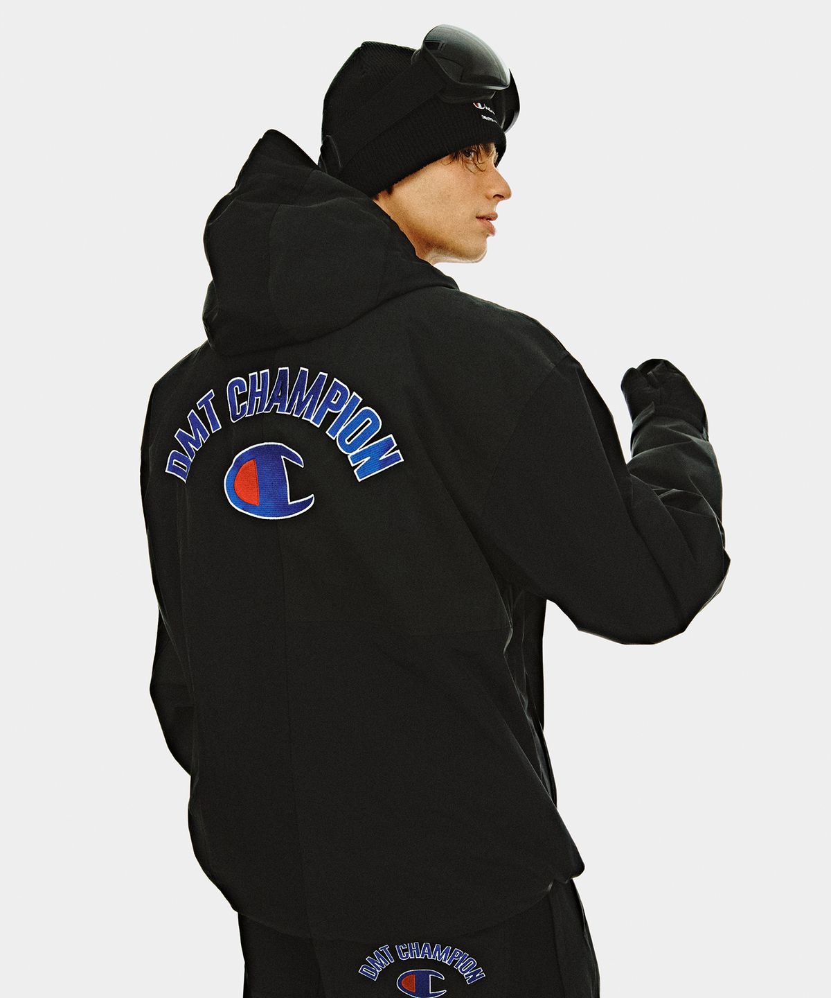 디미토(DIMITO) [CHAMPION x DIMITO] C-LOGO COLLEGE PATCHWORK JACKET BLACK MIX
