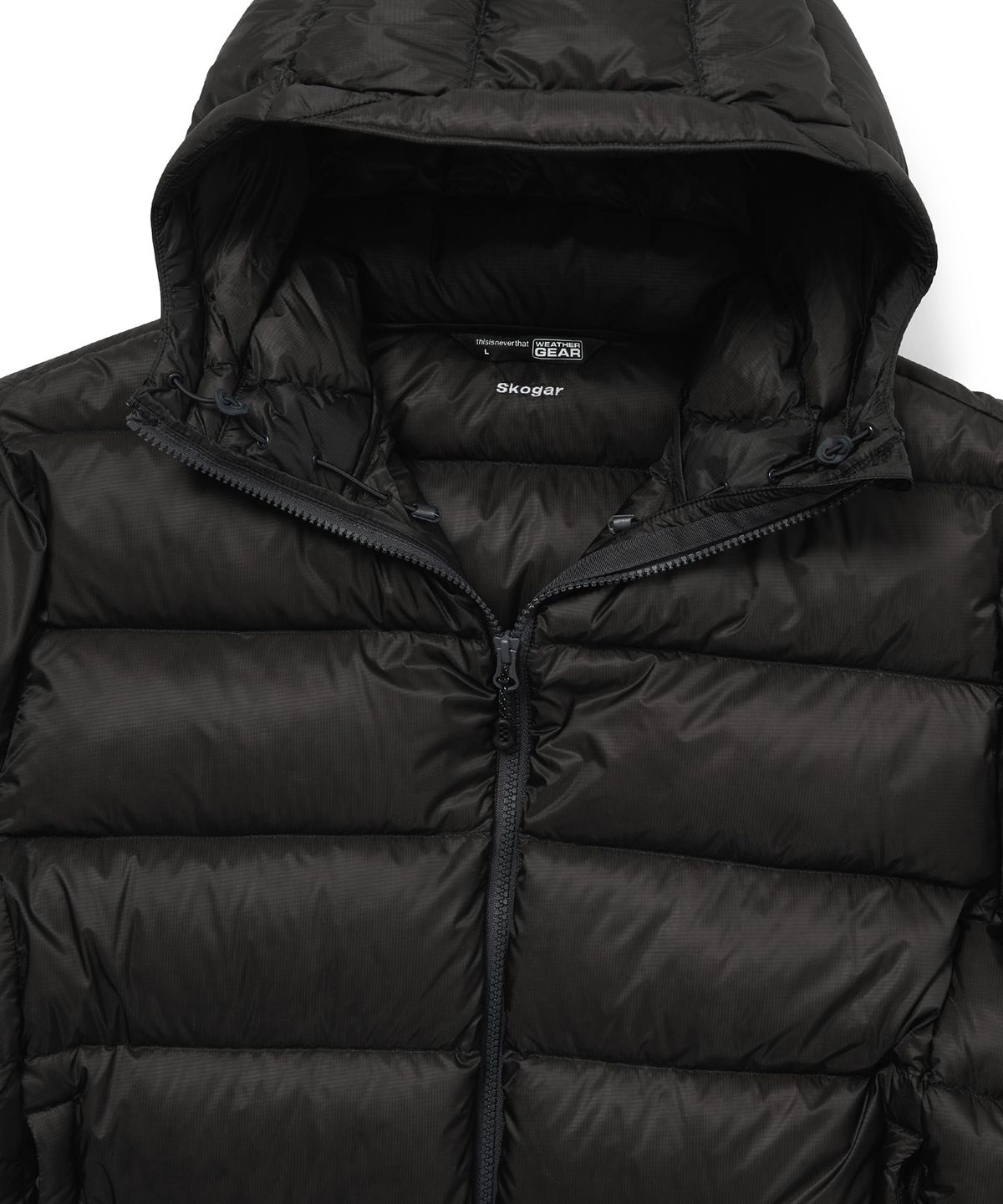 디스이즈네버댓(THISISNEVERTHAT) Skogar Hooded MID Down Jacket Off Black