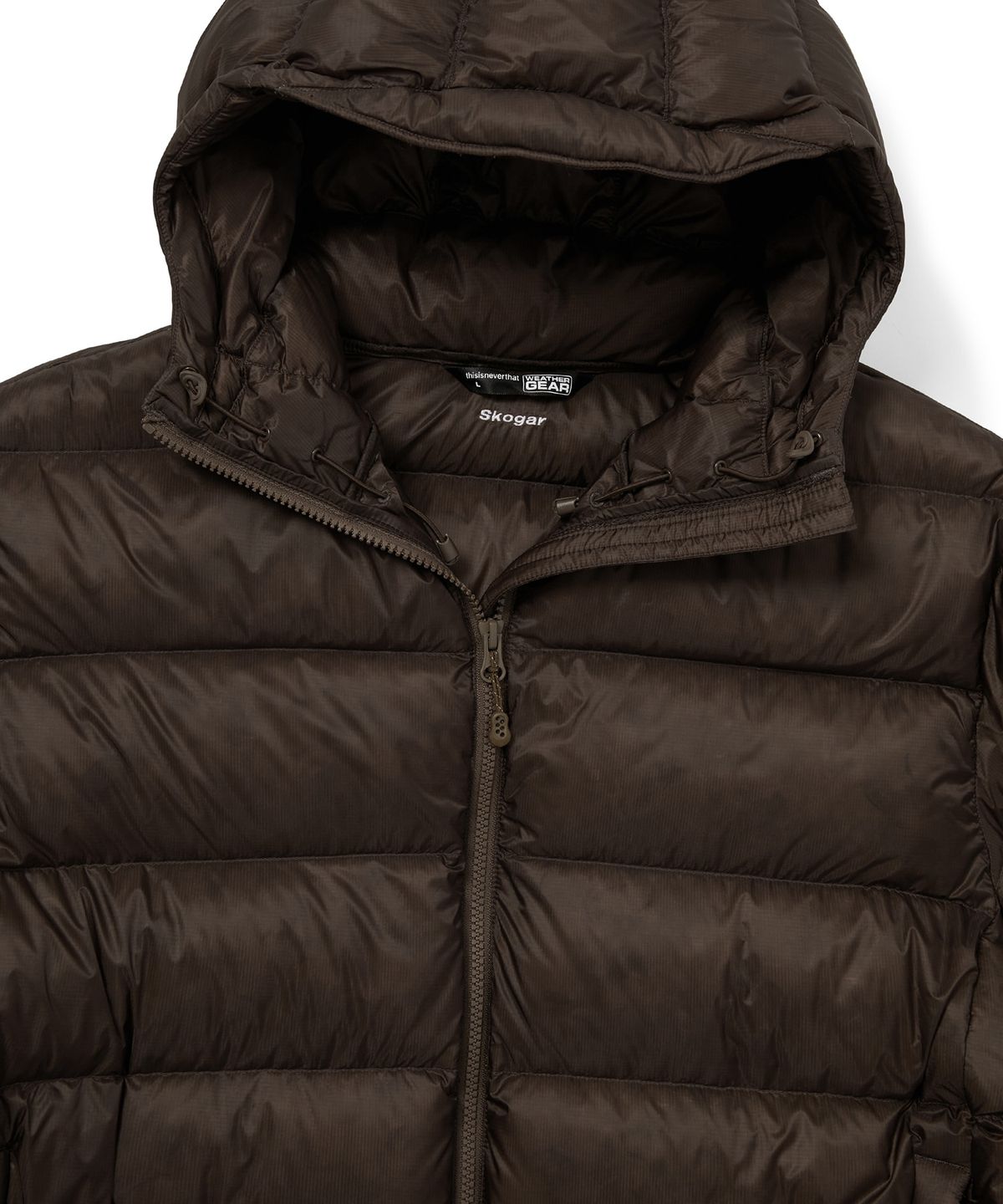 디스이즈네버댓(THISISNEVERTHAT) Skogar Hooded MID Down Jacket Brown
