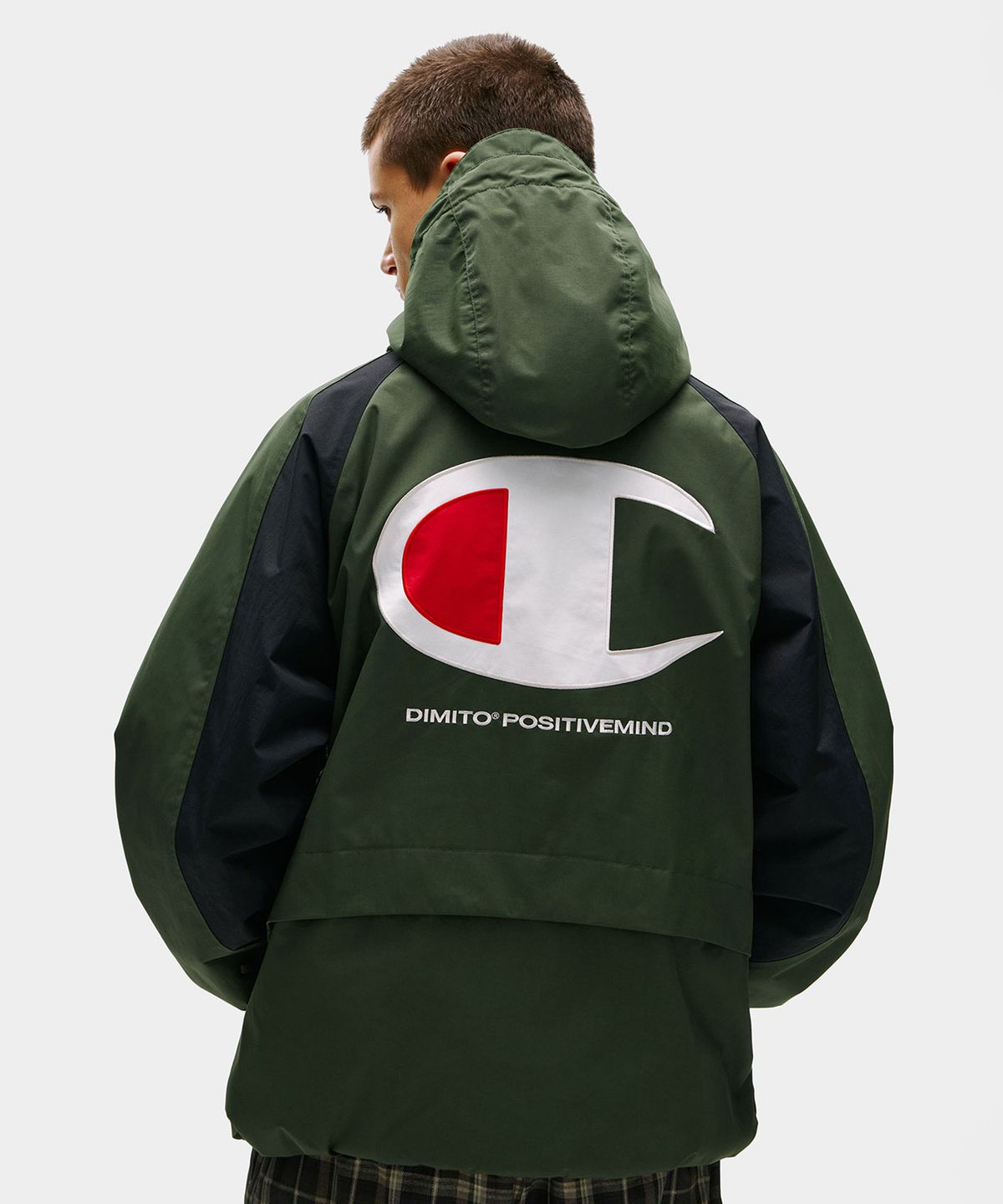 디미토(DIMITO) [CHAMPION x DIMITO] VARSITY ANORAK TRACK JACKET DARK GREEN