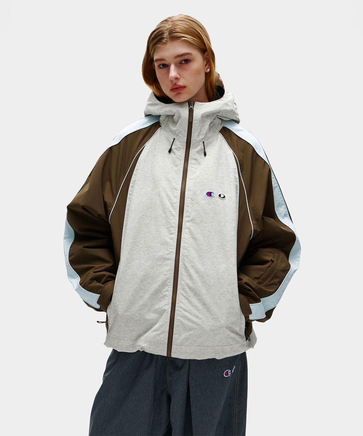 디미토(DIMITO) [CHAMPION x DIMITO] HERITAGE BLOCK LINE JACKET SILVER GREY