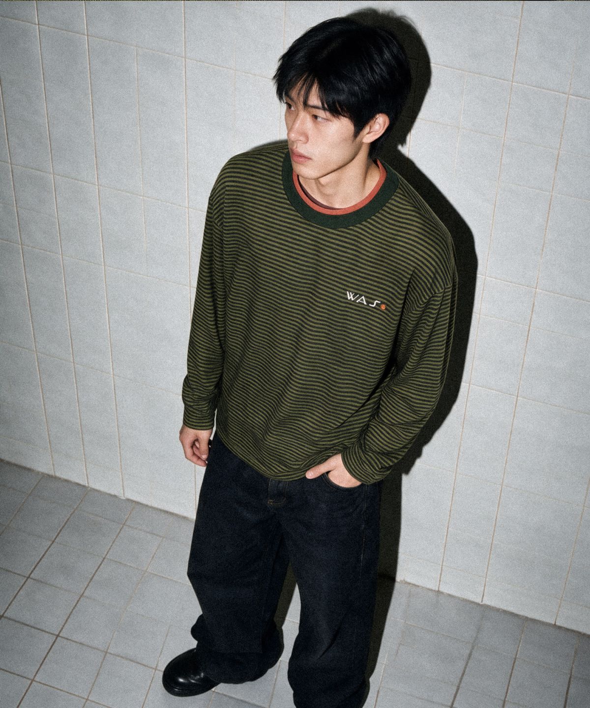 워즈(WAS) 더블넥 단가라 롱슬리브 (올리브)