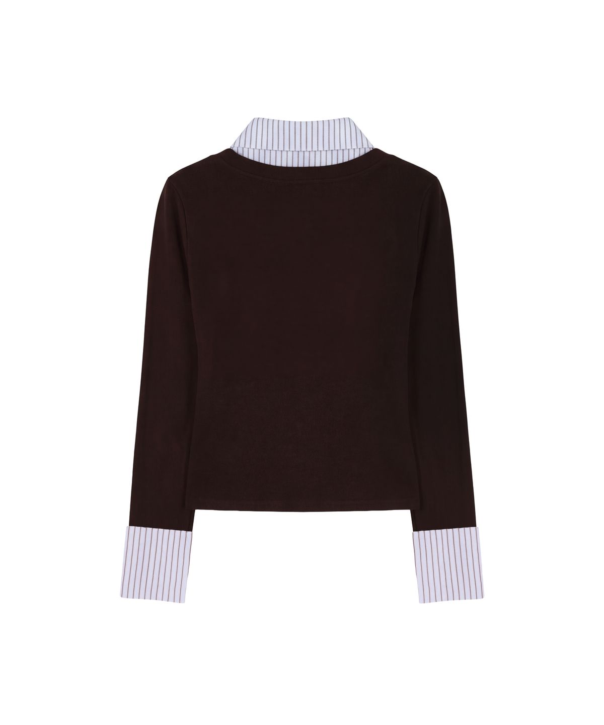 파시온(PASION) 클로딘 카라 레이어드 니트 셔츠_브라운 Claudine Collar Layered Knit Shirt_Brown