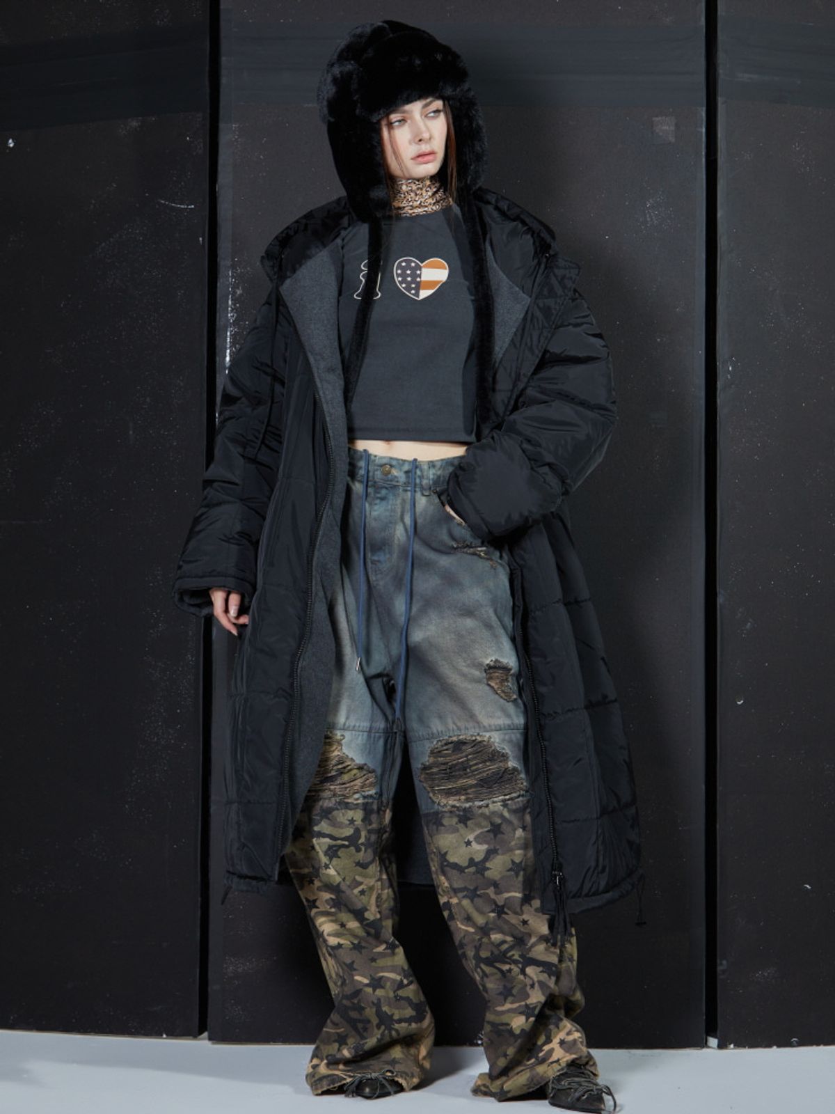 게이트리스(GATELESS) GL LONG PADDED COAT-BLACK