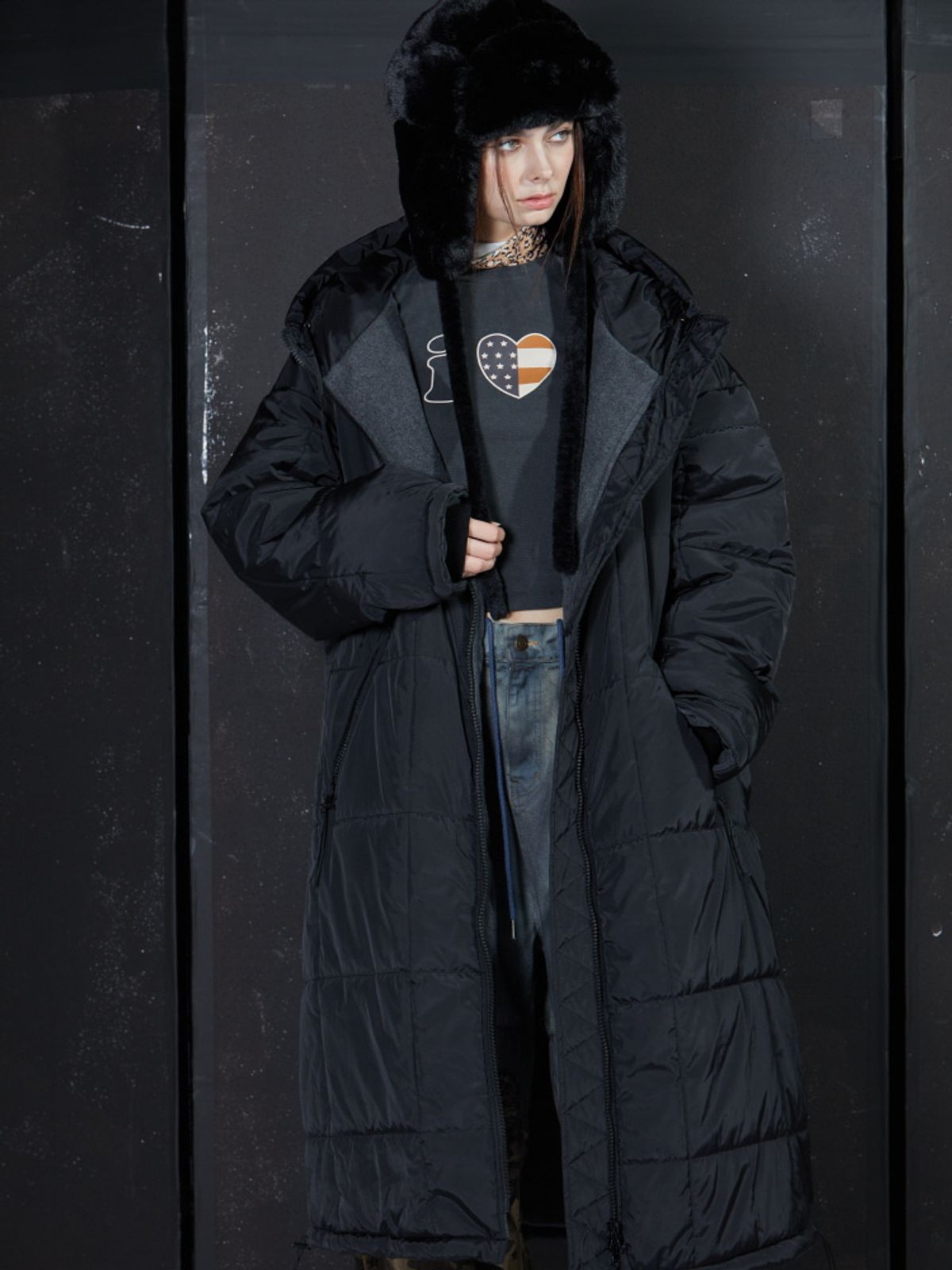 게이트리스(GATELESS) GL LONG PADDED COAT-BLACK