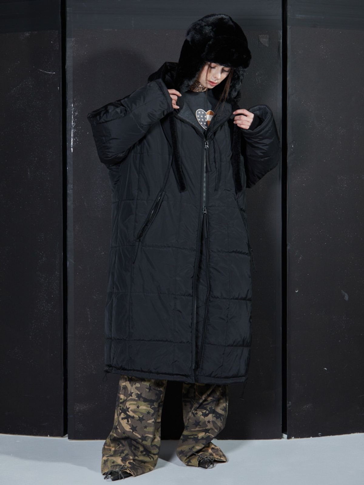 게이트리스(GATELESS) GL LONG PADDED COAT-BLACK