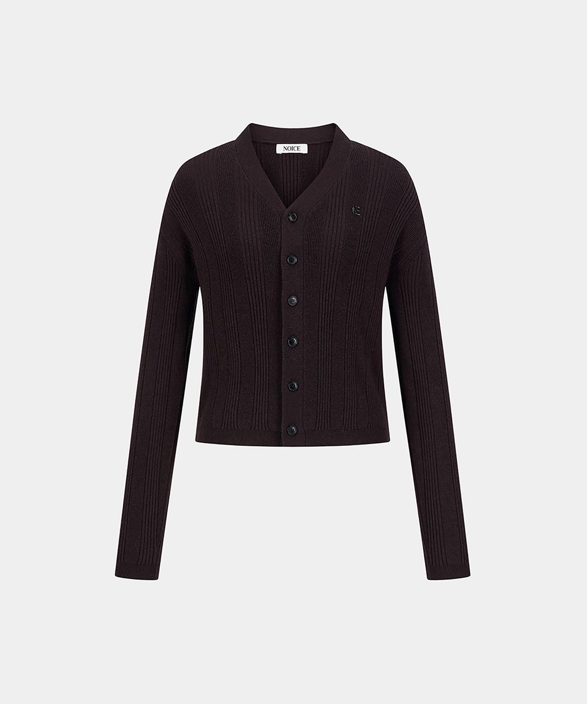 노이스(NOICE) (UNI) MERINO WOOL RIBBED CARDIGAN - BROWN