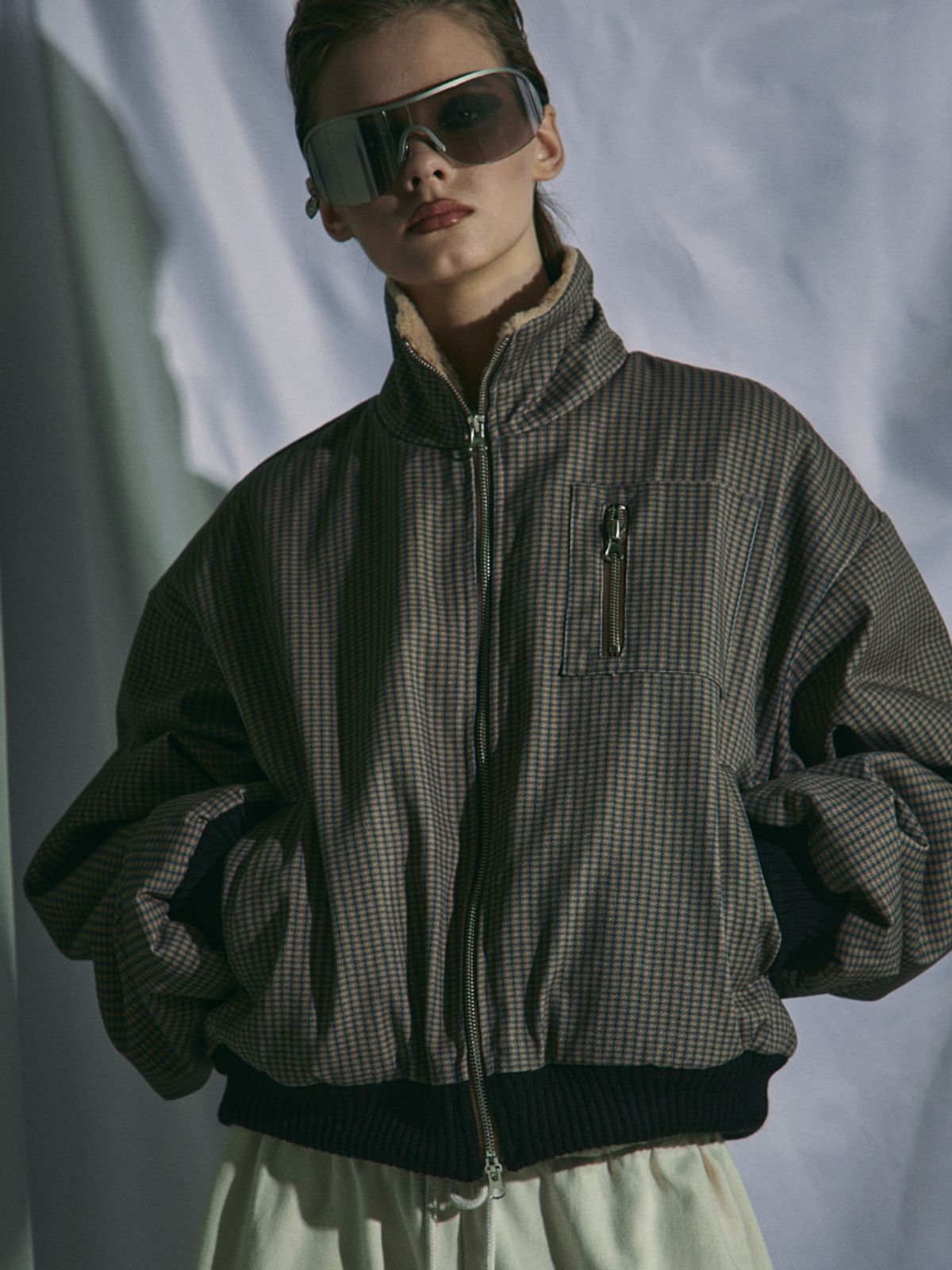 게이트리스(GATELESS) BOUCLE HERRINGBONE JACKET-BROWN
