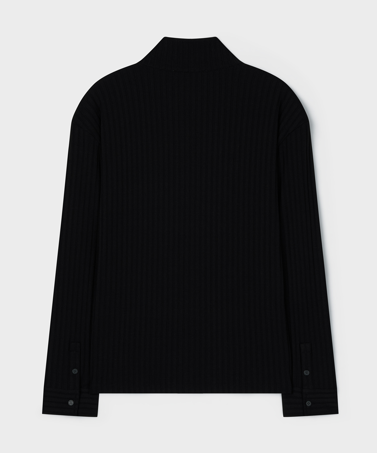 언지미크(UNGIMMICK) BUTTONED SHOULDER TURTLENECK TOP (BLACK)