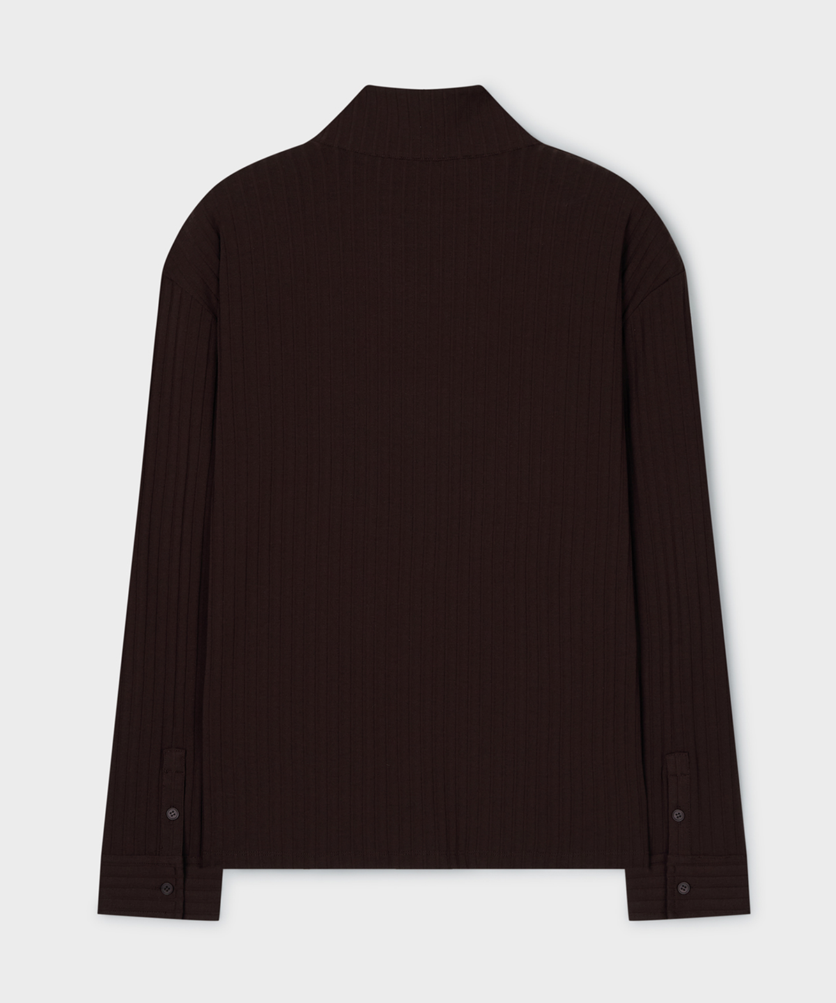 언지미크(UNGIMMICK) BUTTONED SHOULDER TURTLENECK TOP (BROWN)