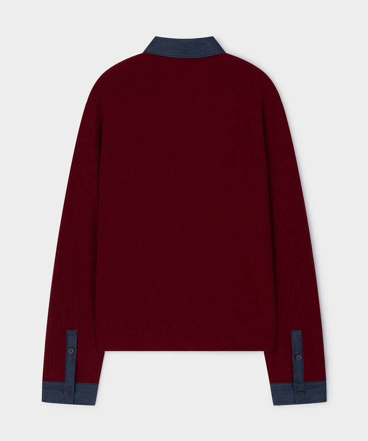 언지미크(UNGIMMICK) DENIM TRIM RIB POLO SHIRT (RED)