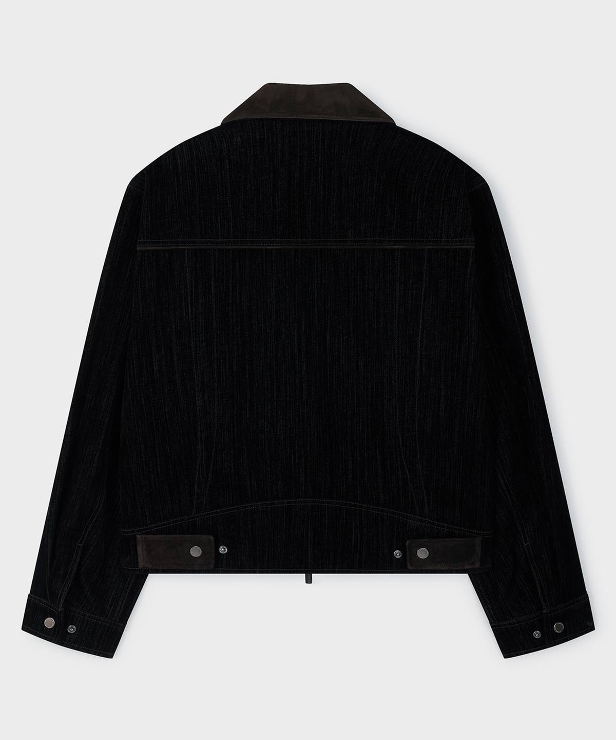 언지미크(UNGIMMICK) VELVET DENIM CROPPED JACKET (BLACK)