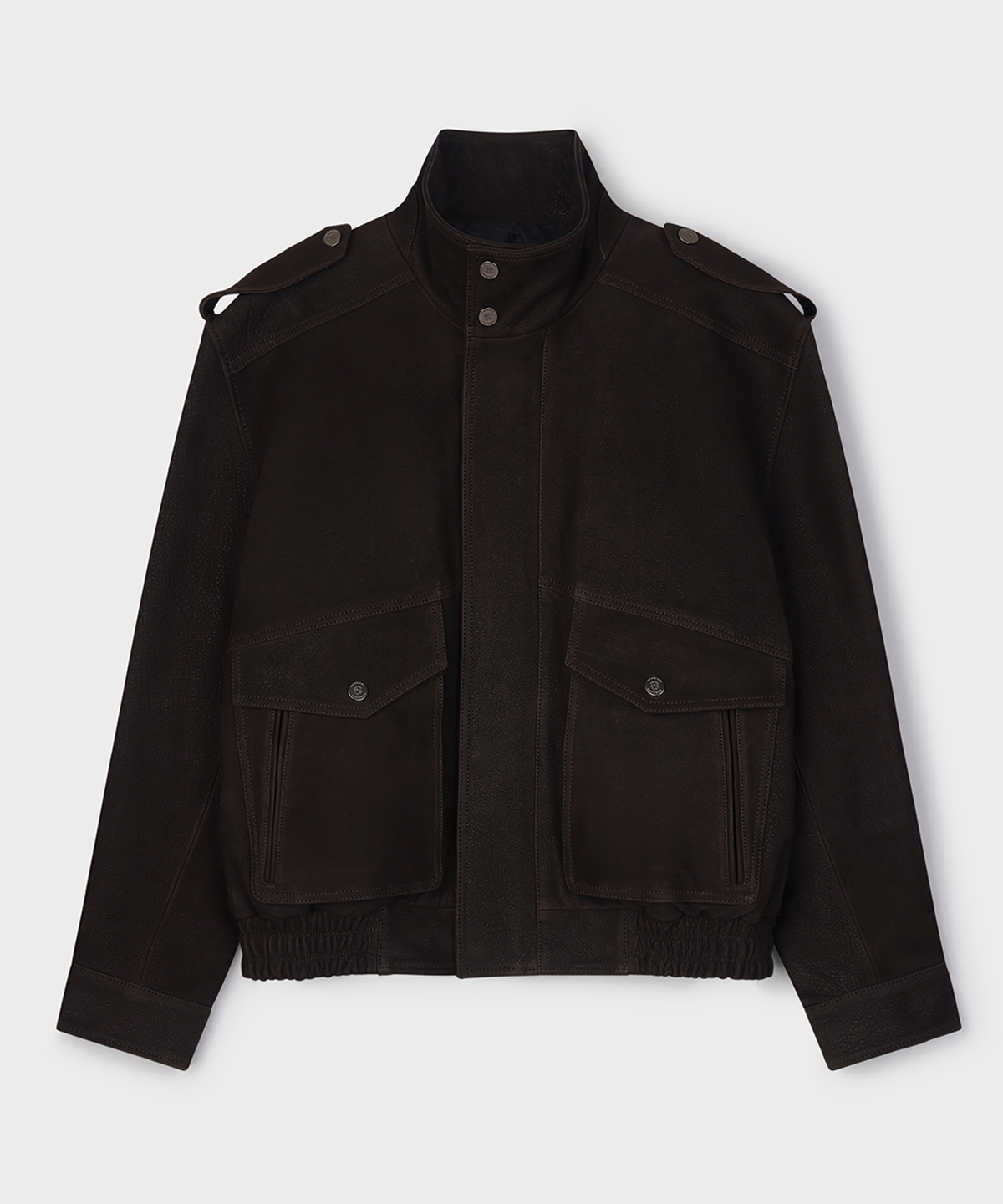 언지미크(UNGIMMICK) FRENCH NUBUCK MILITARY JACKET (DARK BROWN / BUFFALO)