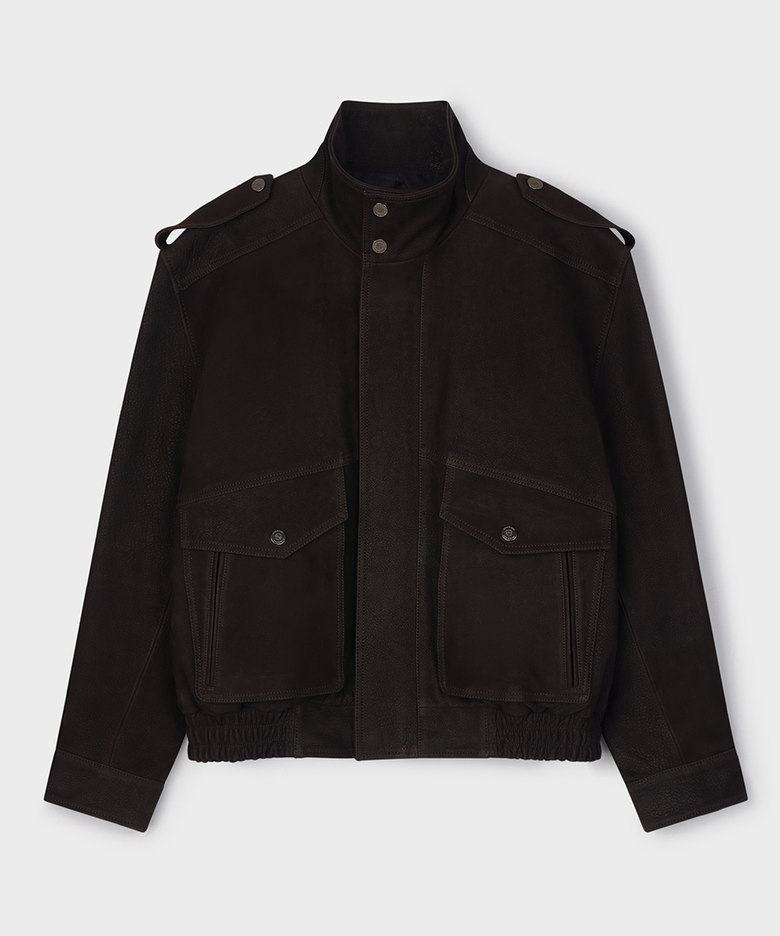 FRENCH NUBUCK MILITARY JACKET (DARK BROWN / BUFFALO)
