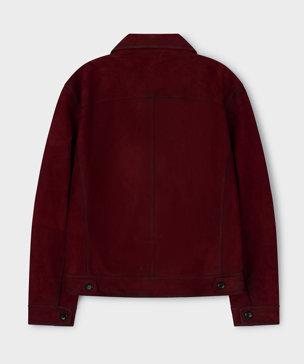 언지미크(UNGIMMICK) SILKY SUEDE TRUCKER JACKET (DEEP RED / GOATSKIN)