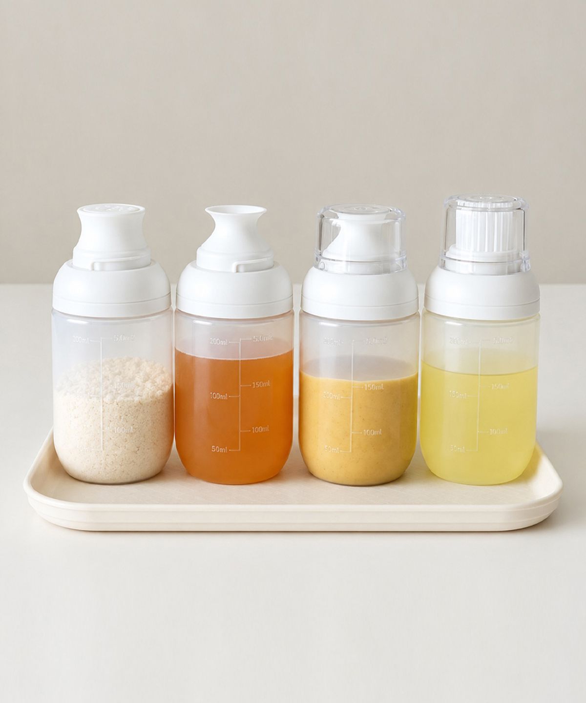 리본제이(REBORN.J) 퓨어 실리콘 다용도 양념통 160ml 4종 (소스통/소금통/브러쉬/오일병)