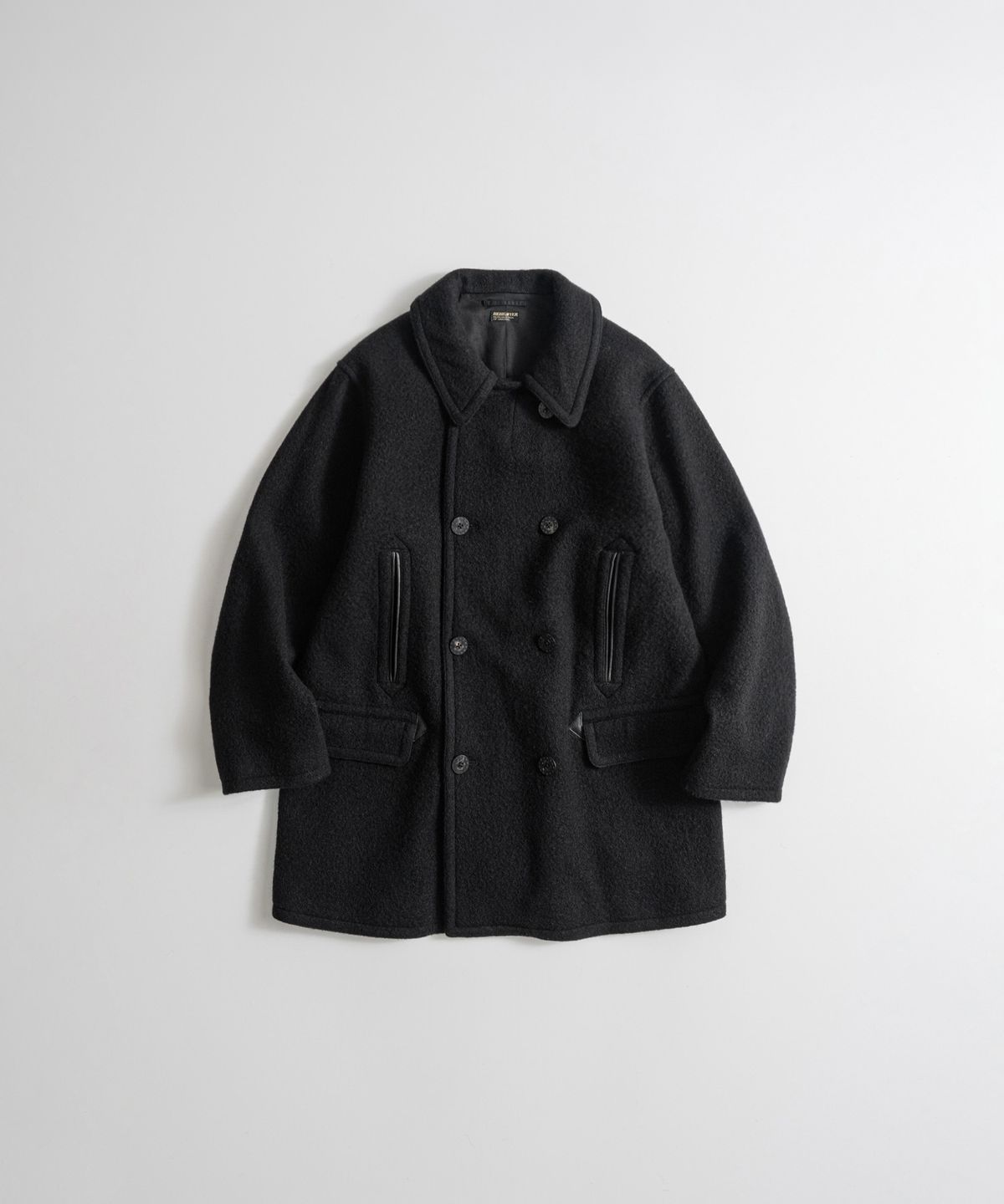 비헤비어(BEHEAVYER) BOILED WOOL NAVAL PEA COAT black