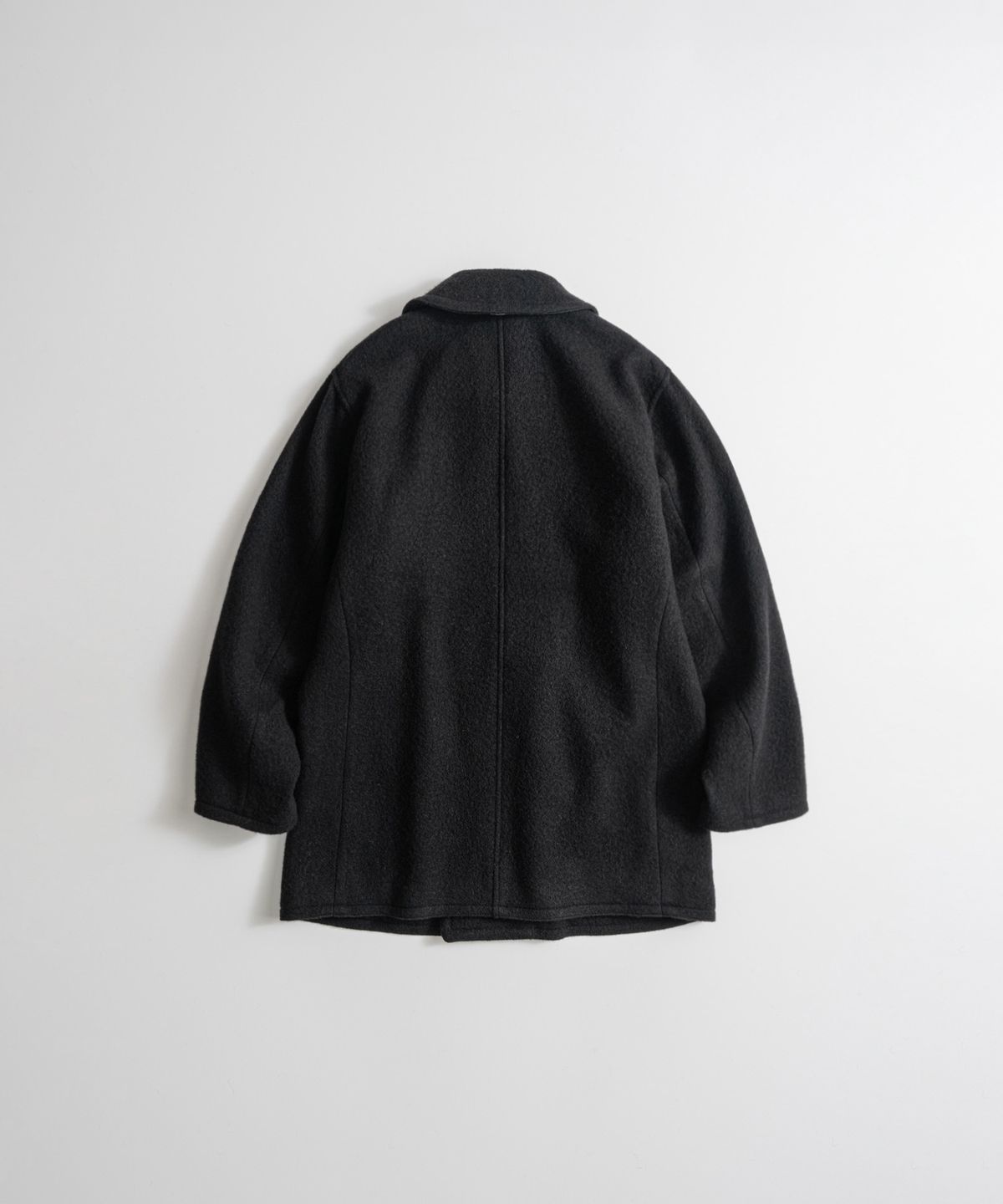 비헤비어(BEHEAVYER) BOILED WOOL NAVAL PEA COAT black