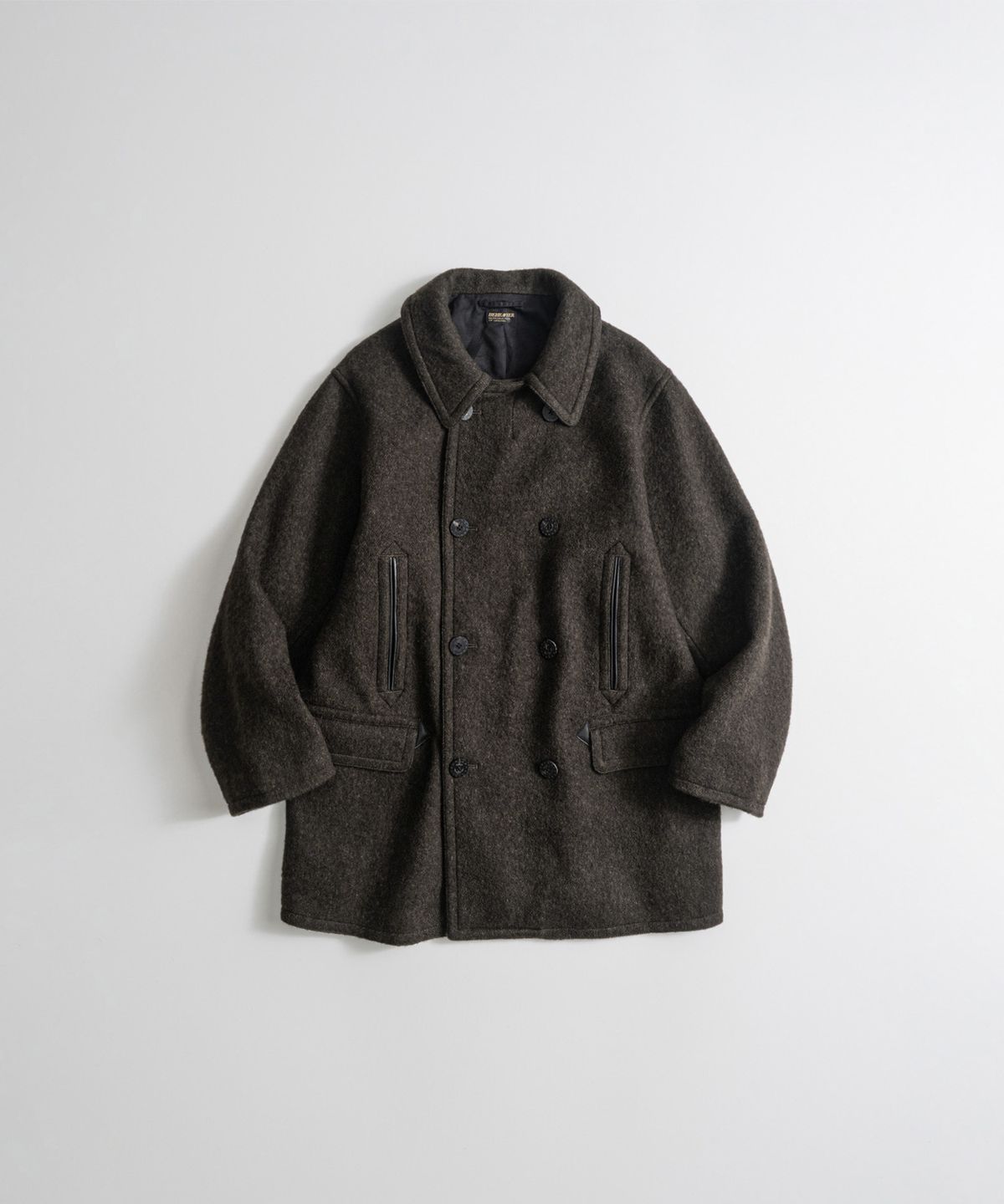 비헤비어(BEHEAVYER) BOILED WOOL NAVAL PEA COAT brown