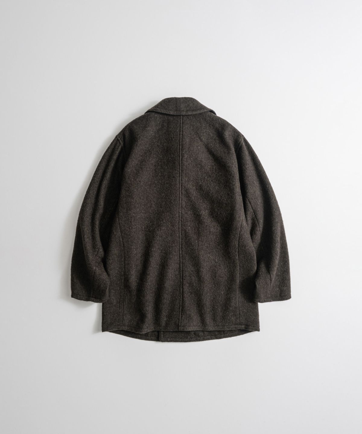 비헤비어(BEHEAVYER) BOILED WOOL NAVAL PEA COAT brown