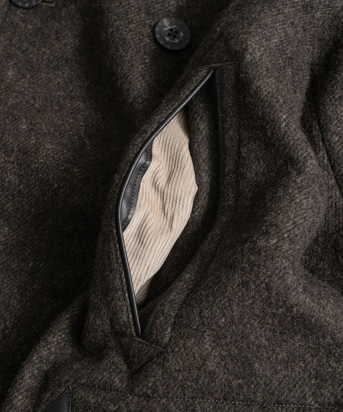 비헤비어(BEHEAVYER) BOILED WOOL NAVAL PEA COAT brown