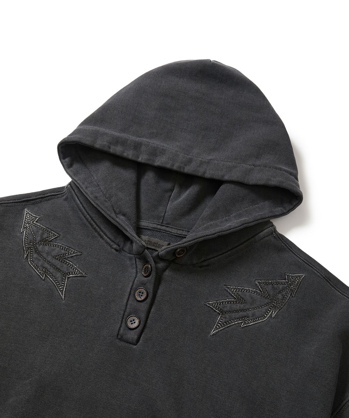 카락터(KARACTOR) Garment dyed button hoodie / Pigment charcoal