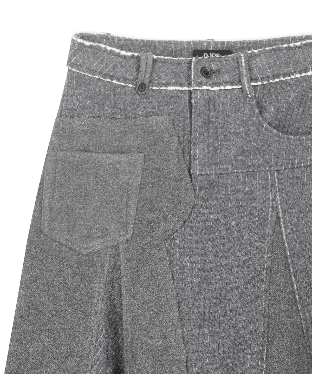 오호스(OJOS) Raw-Cut Knit Midi Skirt / Grey