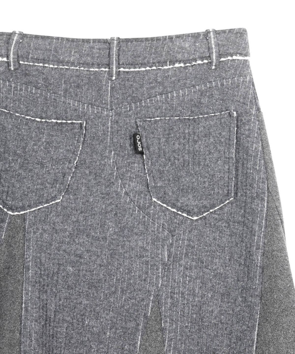 오호스(OJOS) Raw-Cut Knit Midi Skirt / Grey