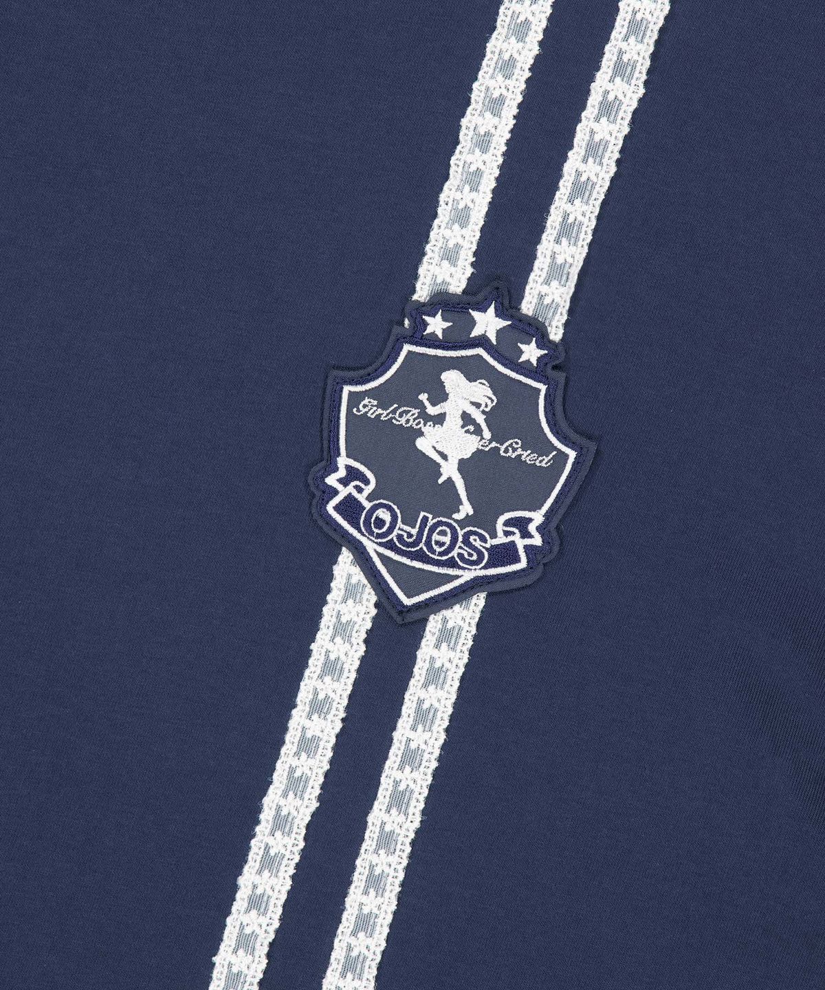 오호스(OJOS) Lace Track Patch Long Sleeve / Navy