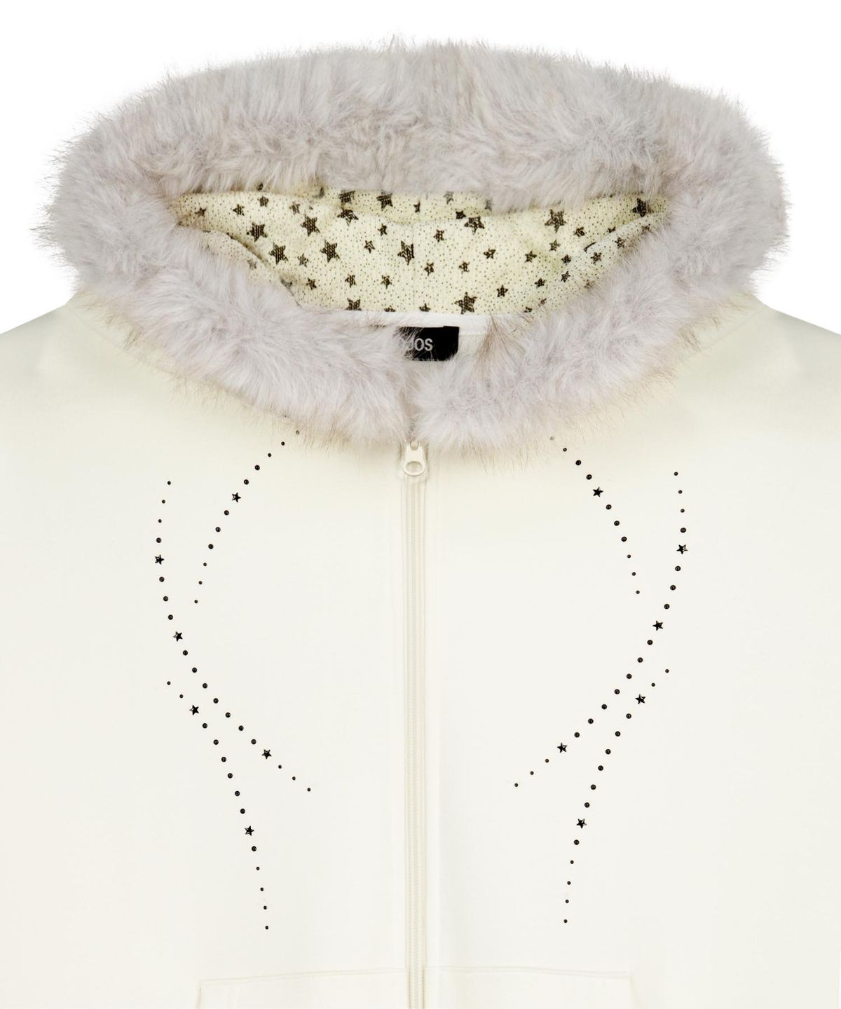 오호스(OJOS) Hotfix Fur Hoodie Zip-up / Ivory