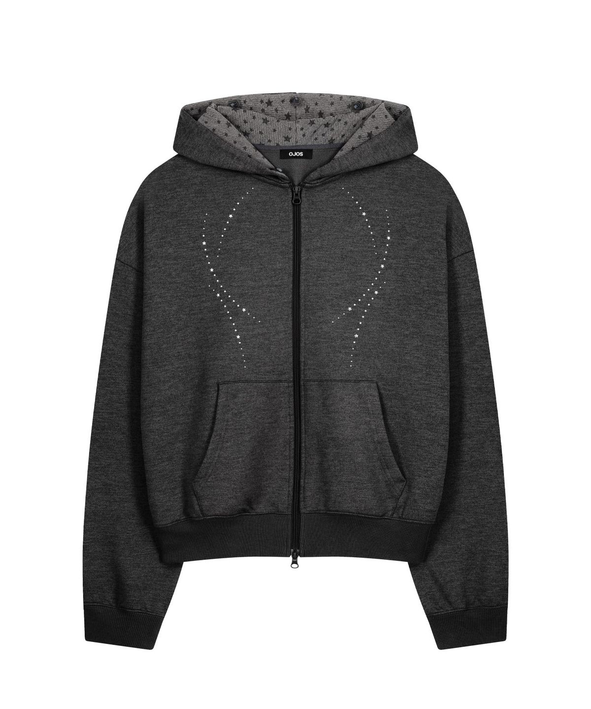 오호스(OJOS) Hotfix Fur Hoodie Zip-up / Charcoal