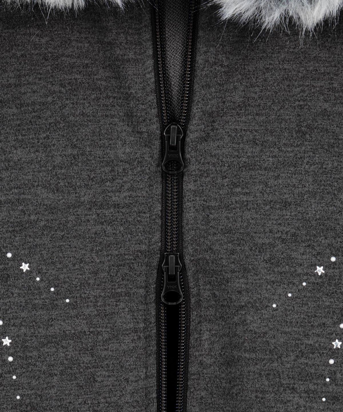 오호스(OJOS) Hotfix Fur Hoodie Zip-up / Charcoal
