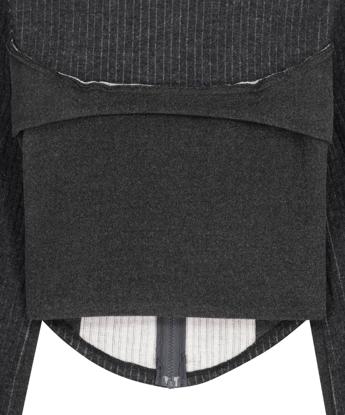 오호스(OJOS) Raw-Cut Cropped Knit Jacket / Charcoal