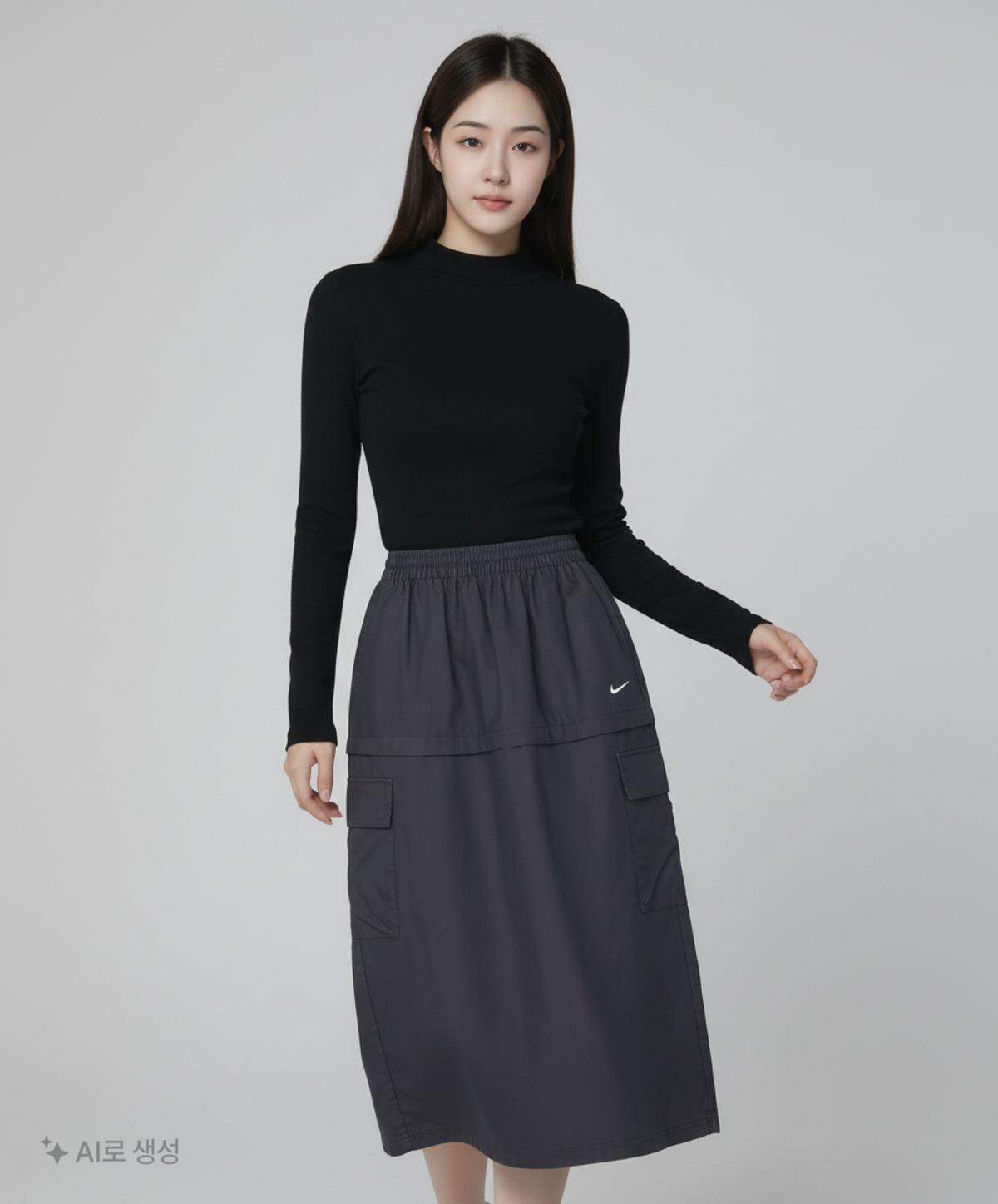 나이키(NIKE) 스포츠웨어 에센셜 미드라이즈 우븐 카고 미디 스커트 W - 블랙:세일 / FV7504-010 XS