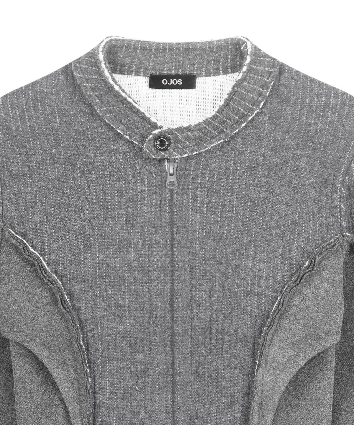 오호스(OJOS) Raw-Cut Cropped Knit Jacket / Grey
