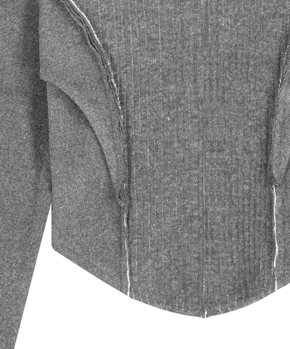 오호스(OJOS) Raw-Cut Cropped Knit Jacket / Grey