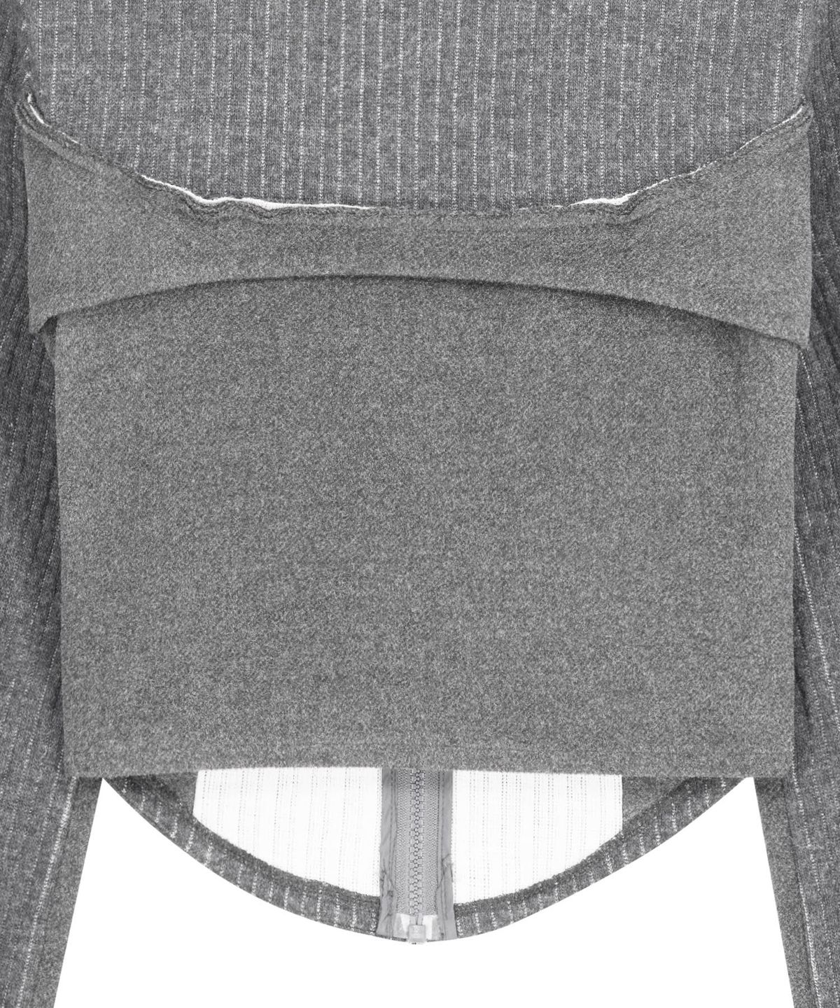오호스(OJOS) Raw-Cut Cropped Knit Jacket / Grey