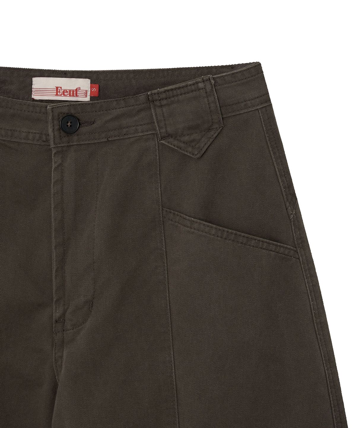 이우트(EEUT) CREASE SEAM CURVED PANTS / BROWN