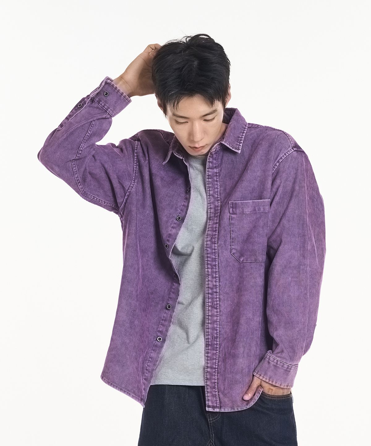 더블제이디(DOUBLE JD) 피그먼트 코듀로이 셔츠
