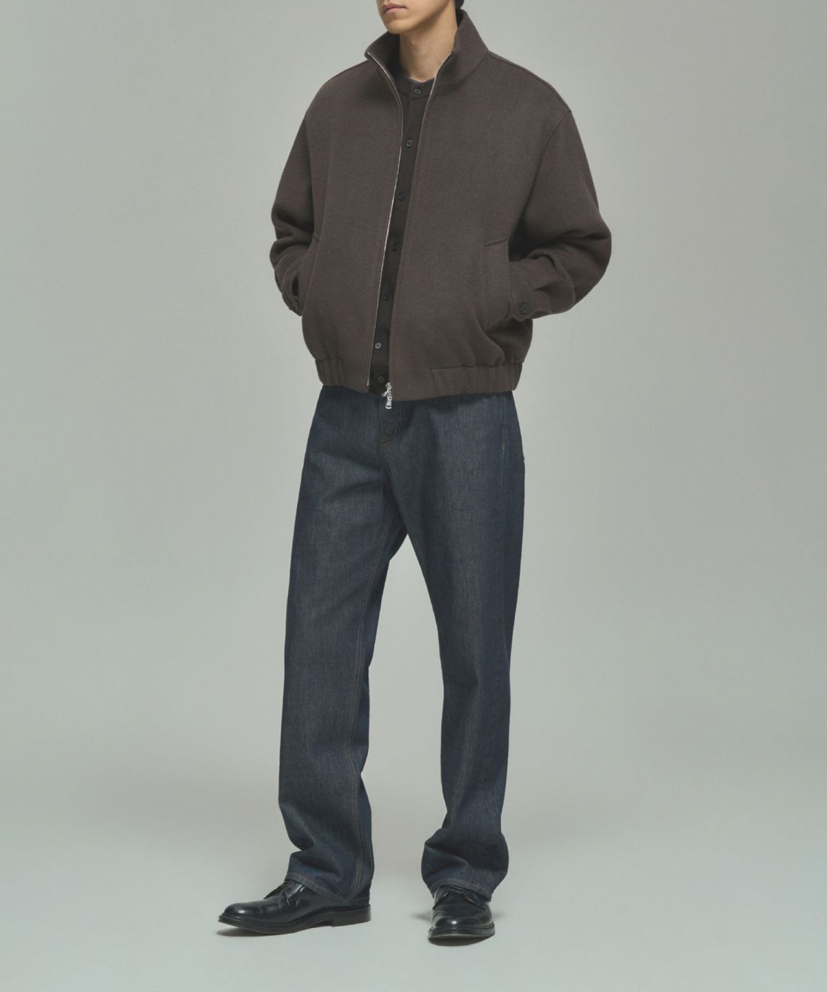 레어토라(RARETORA) WOOL CASHMERE BLOUSON - BROWN MELANGE