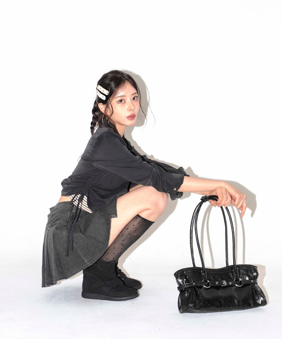 쿨키튼(KOOLKITTEN) 워싱 버클 플리츠 스커트 2colors